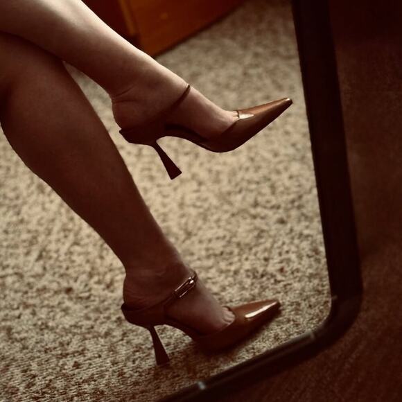 ZARA Blogger Fave Faux Patent Leather Heels • Nude Tan 7.5 - Picture 7 of 16